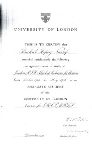 شهادة من جامعة لندن لاجتياز كوكب كورس بالجامعة
